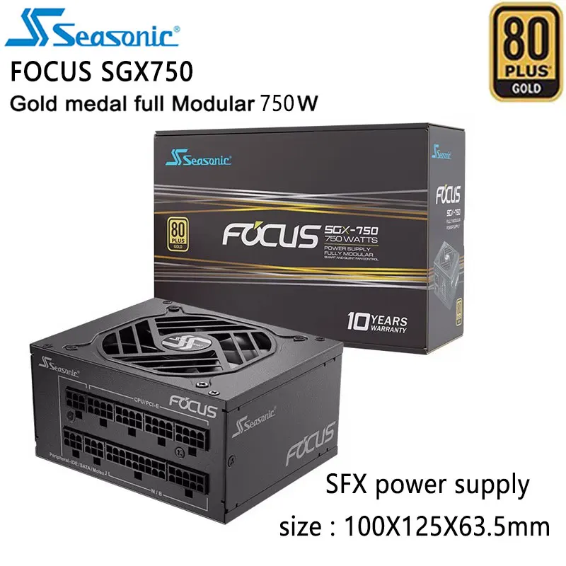 

Seasonic FOCUS SGX750W SFX Power Supply 750W Gold Medal 80PLUS 10cm Intelligent Temperature Control Fan Power Supply