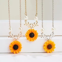 sunflower choker necklace for women cute flower pendant lady girls party jewelry accessories gift charm