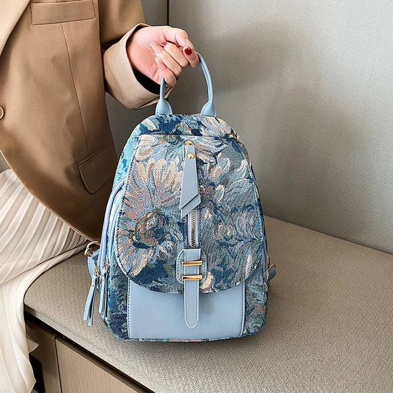 

Printing Women Backpack Flowers female Chest Pack Multifunctional Backpacks For Girls Teenagers Shoulder Bag small schoolbag bag