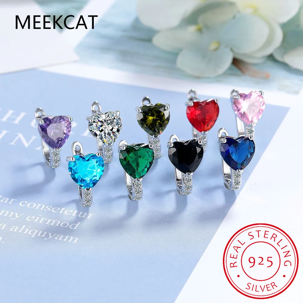 Серьги-кольца из стерлингового серебра 925 пробы с красным натуральным гранатом в