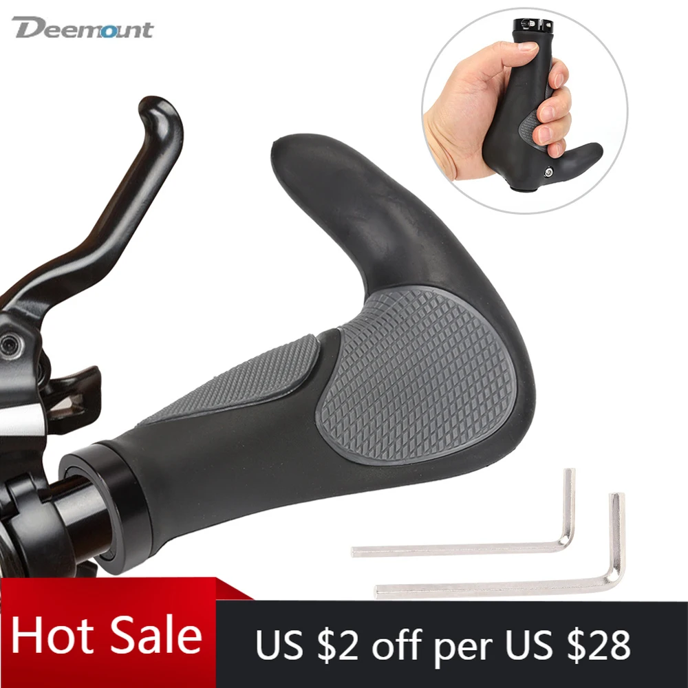 

DEEMOUNT Bicycle Ergonomic Grips Handlebar TPR Rubber Anti-Slip Bike Handle Grip Cover Shock-absorption MTB Bike Accessories