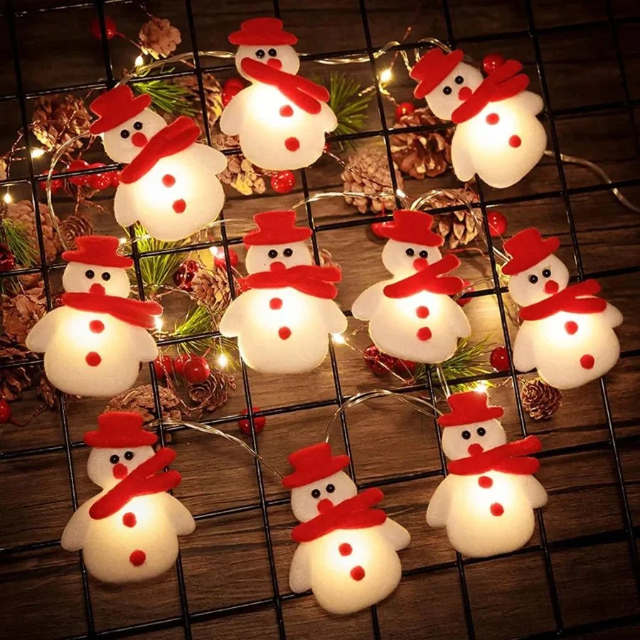 Battery Powered Christmas Garland Fairy String Lights 10/20LEDs Snowman Hanging Ornaments Light for Holiday Wedding Party Decor