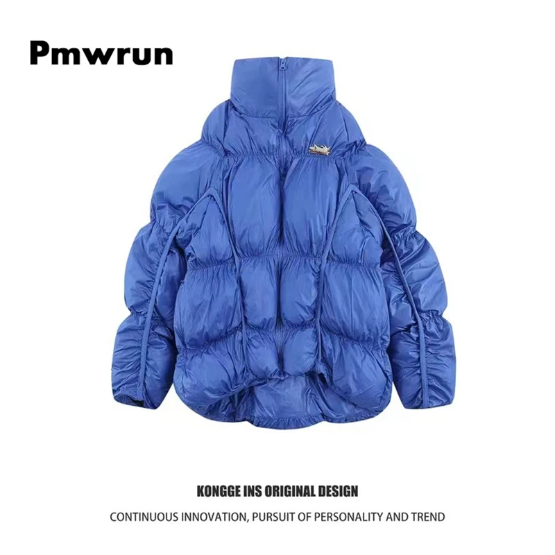 Winter Bomber Jackets Parkas Streetwear Hip Hop Solid Color Thicken Warm Bubble Padded Coats Fashion Loose Outwear