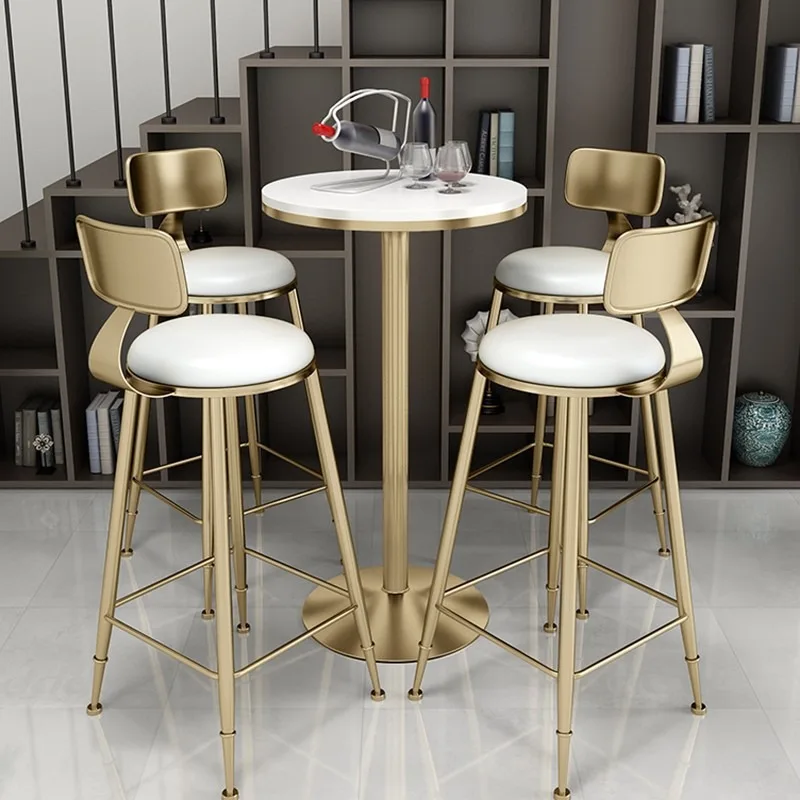 

Bar table and chairs light luxury wrought iron home Nordic modern minimalist back high chair marble bar table combination