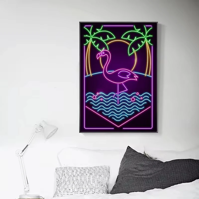 Fujisan Неоновый Художественный Постер Японская Манга Мультфильм Настенный Холст