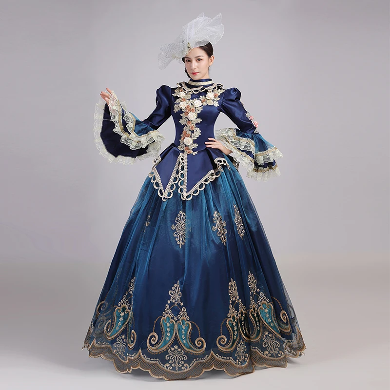Customized Ball Gown Medieval Marie Court Evening Dresses Rococo Victorian Prom Party Gowns Masquerade Halloween Theater