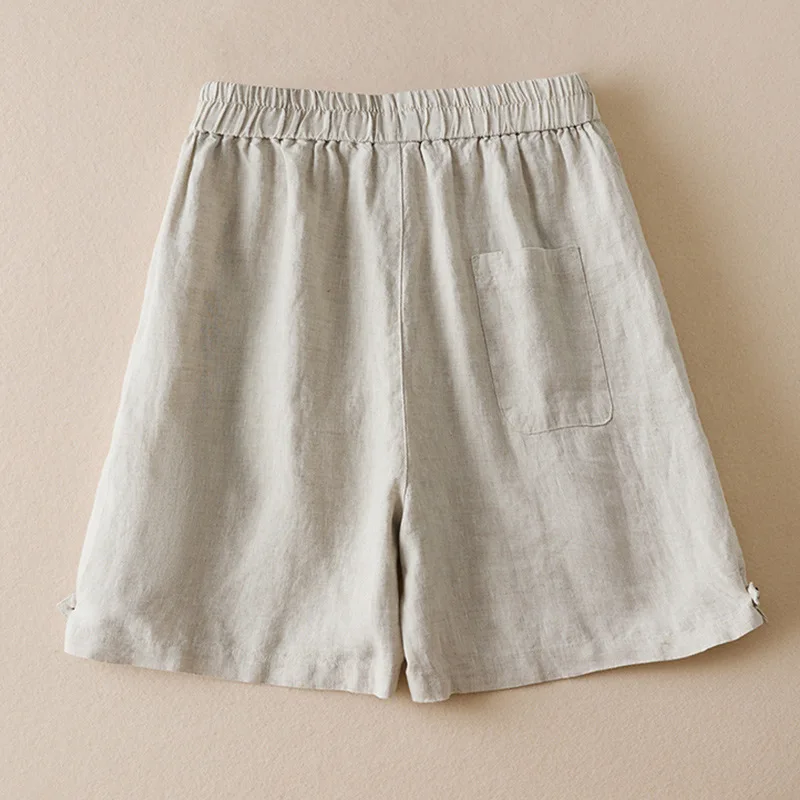 X2002 New Summer Thin Women 's Cotton Linen Shorts Elastic Waist Lady Causal Shorts
