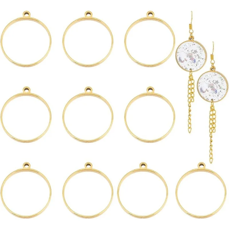 12 шт. 24 5 мм 304 подвески из нержавеющей стали с открытой задней панелью круглые