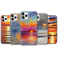 art sunset phone case for redmi note 11 10 9 8 pro 10t 9s 8t 7 5 transparent clear case