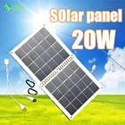 Солнечная панель 20 Вт Батарея 12 В портативная солнечная пластина солнечные элементы Зарядное устройство Usb водонепроницаемое зарядное устройство для телефона часы вентилятор
