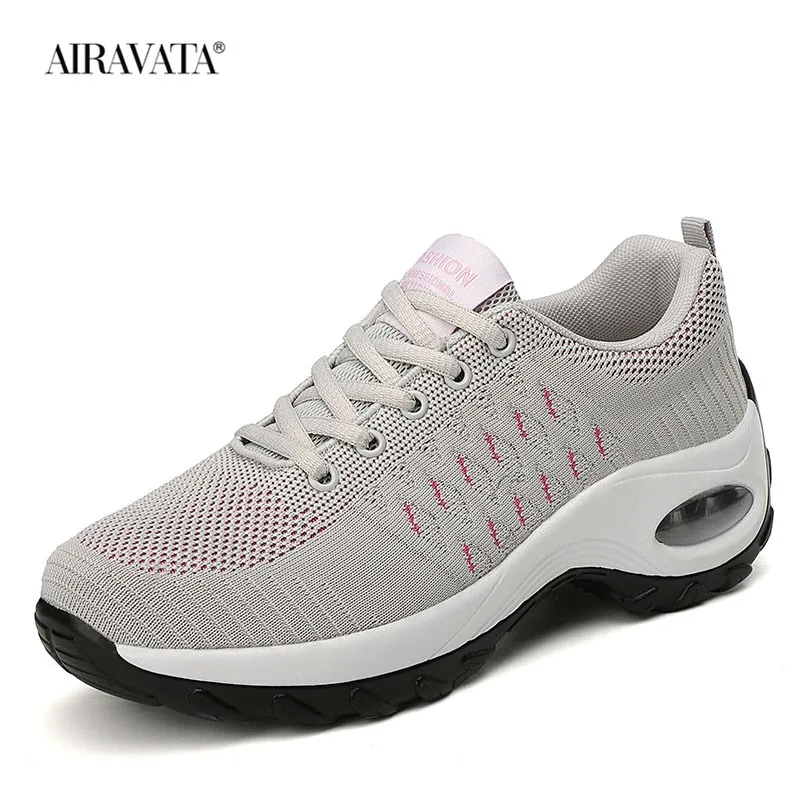 Sneakers Women Running Shoes Ladies Air Cushion Sports Shoes  Comfortable Platform Lace-up Casual Shoes