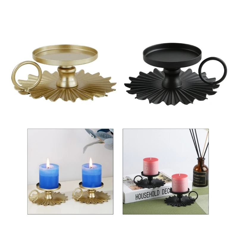 Gold Black Metal Pillar Plate Holder Stand
