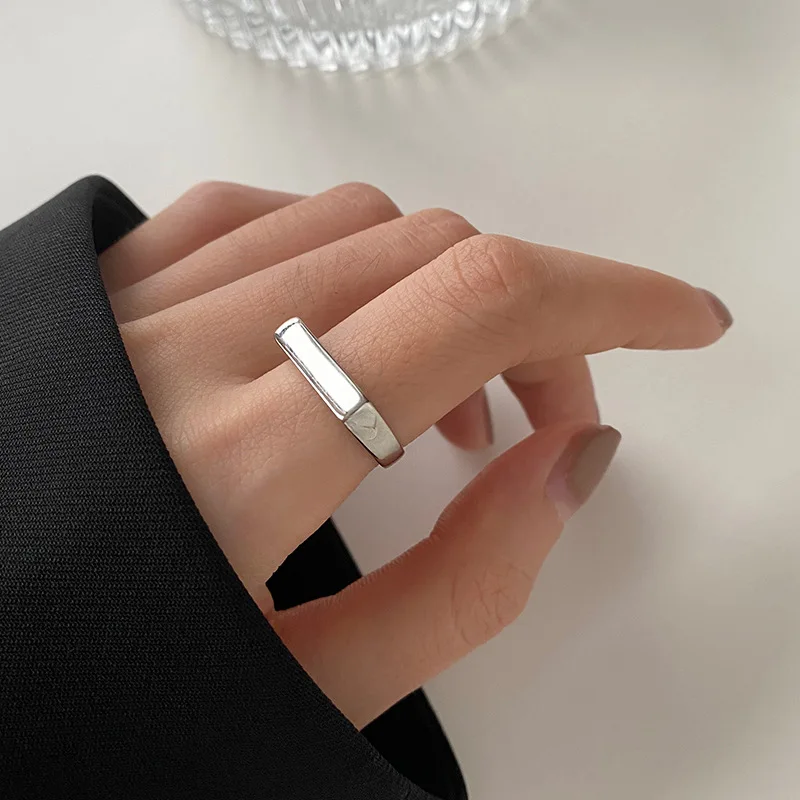 

Женское геометрическое Открытое кольцо, регулируемое минималистичное ювелирное изделие из стерлингового серебра 925 пробы на указательный палец