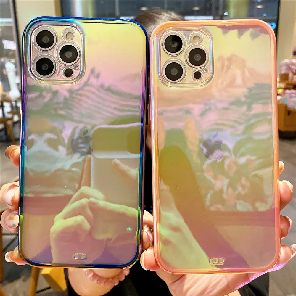 

Cute Electroplating Colorful Phone Case for iPhone 14 13 12 11 Pro Max XR X XS 6 7 8 Plus Coque Shockproof Ultra Thin Back Cover