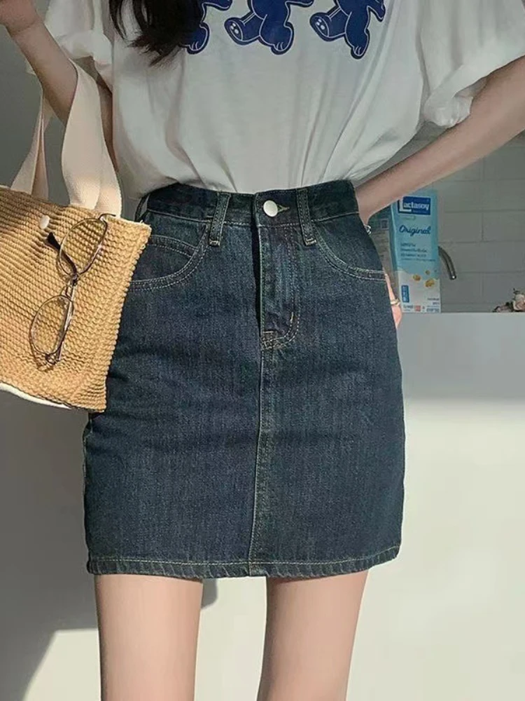 

Women's Skirt 2023 Summer New Short Skirt Streetwear Mini Skirt High Waisted Elastic Fashion Denim Skirt Vintage College Style