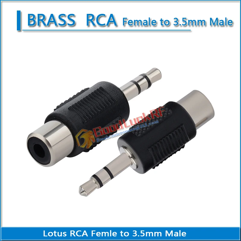 

3.5mm Male to Lotus RCA Female stereo AV audio and video connection Brass lotus RF connector extension conversion