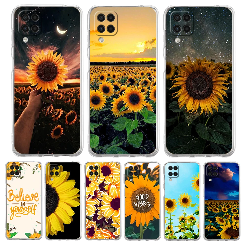

Sunflower Phone Case Cover for Samsung Galaxy A13 A32 A52 A72 A11 A21S A41 A51 A71 Transparent Bag Shockproof Soft Shell Fundas