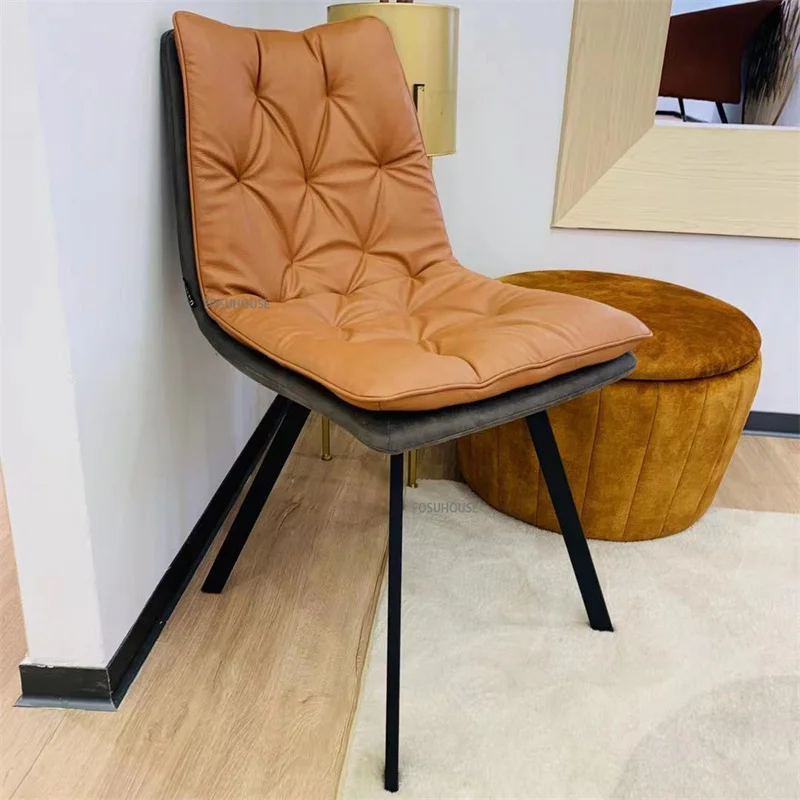 Nordic Leather Dining Chair Kitchen Furniture Household Light Luxury Restaurant Stool Backrest Soft Table CN |