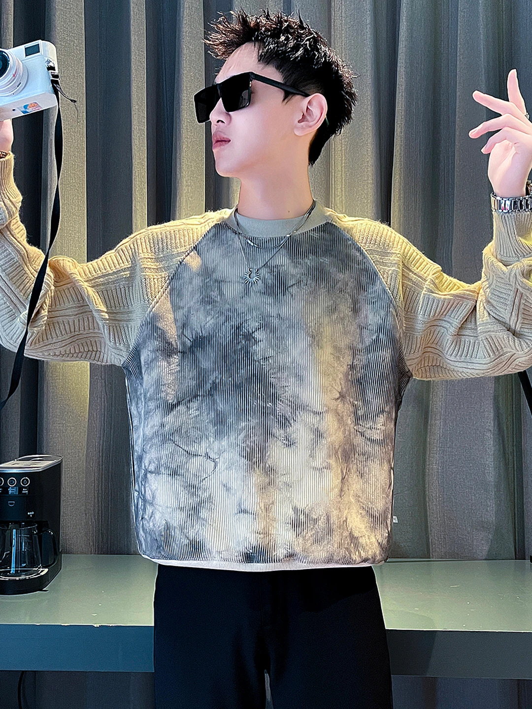 Свитер Pu Shuai мужской осенне-зимний свитер на флисовой подкладке хлопковый