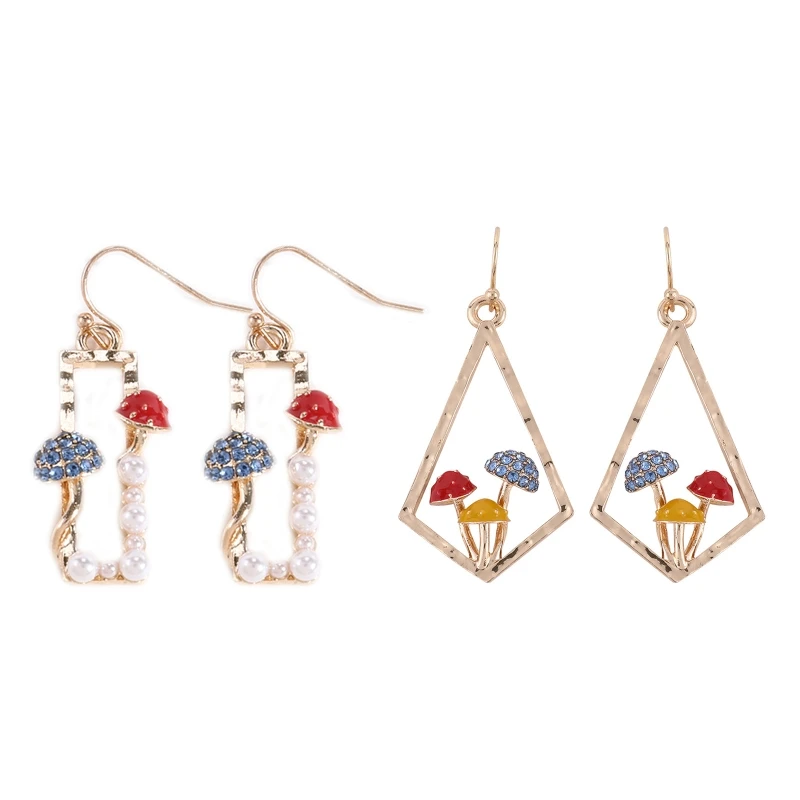 

Cute Rhombus Dangle Drop Earrings Lightweight Mushroom Earrings Present