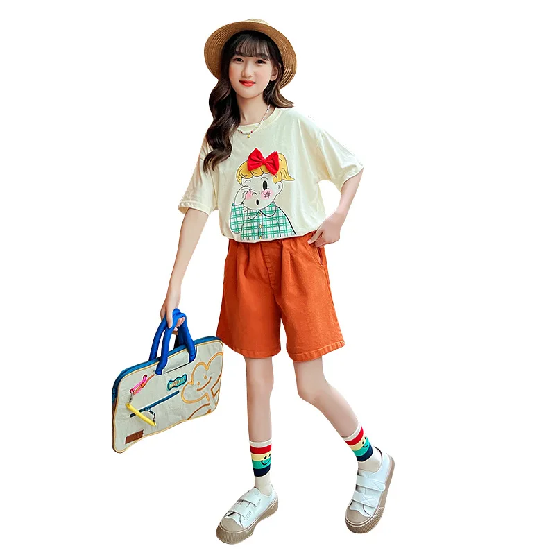 

Summer Clothes Fashion New Kids Clothes Girls Suits Cartoon T-Shirt + Shorts 2ps Toddler Girls Clothes Outfit Girls Clothing Set