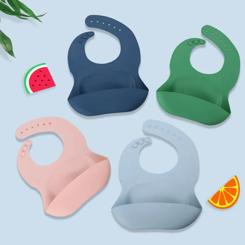 

Silicone Bibs for Kids Newborn Baby Feeding Tableware Waterproff Baby Bibs for Toddler Breakfast Feedings BPA Free