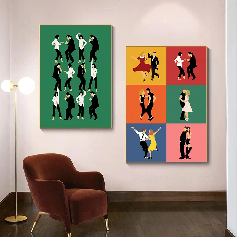 Абстрактная картина на холсте La Land Dancing Grease Movie Posters Prints Wall Pictures Funny Pulp Fiction