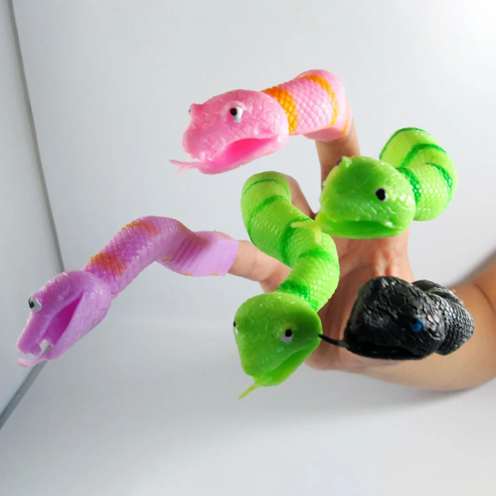 

6 Pcs Mini Finger Snake Toys Creative Trick Tpr Fake Playing Prop Props