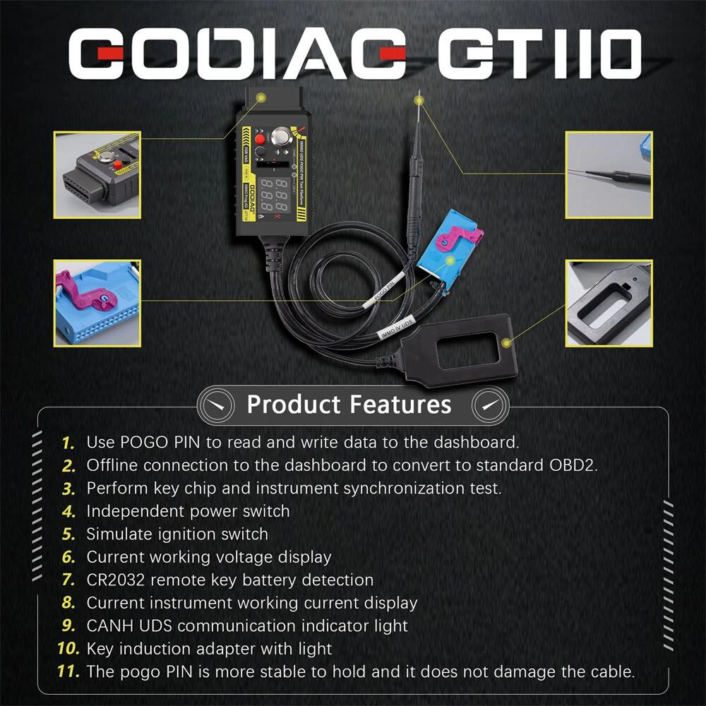 GODIAG GT110 ДЛЯ VW Audi Skoda Seat CAN-Bus UDS 4-го поколения IMMO System Test Platform Кабель с POGO PIN для чтения