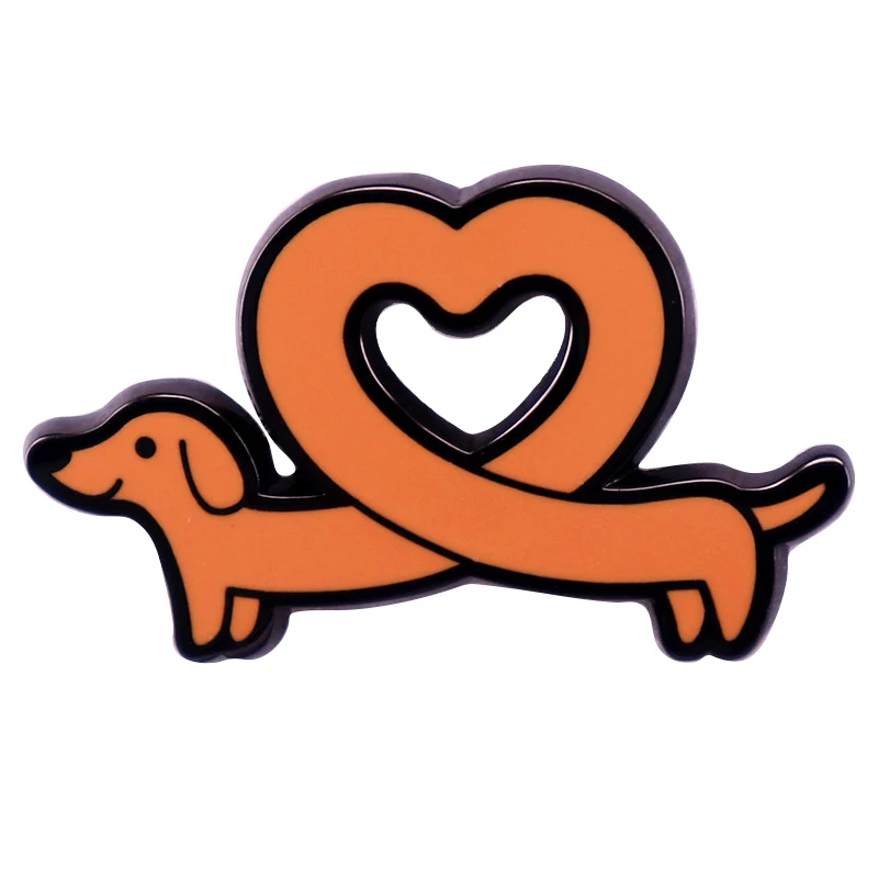 B1801 Милая булавка такса эмалированный значок на лацкан с рисунком собаки