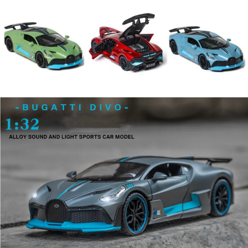 

1:32 BUGATTI DIVO Alloy Car Model Sound and Light Pull Back Collection Diecast Vehicles Car Toys for Kids