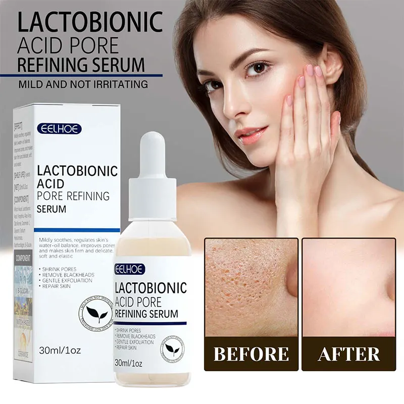 

Lactobionic Acid Pore Shrink Face Serum Hyaluronic Acid Moisturizing Nourish Smooth Pores Repair Essence Firm Brighten Skin Care