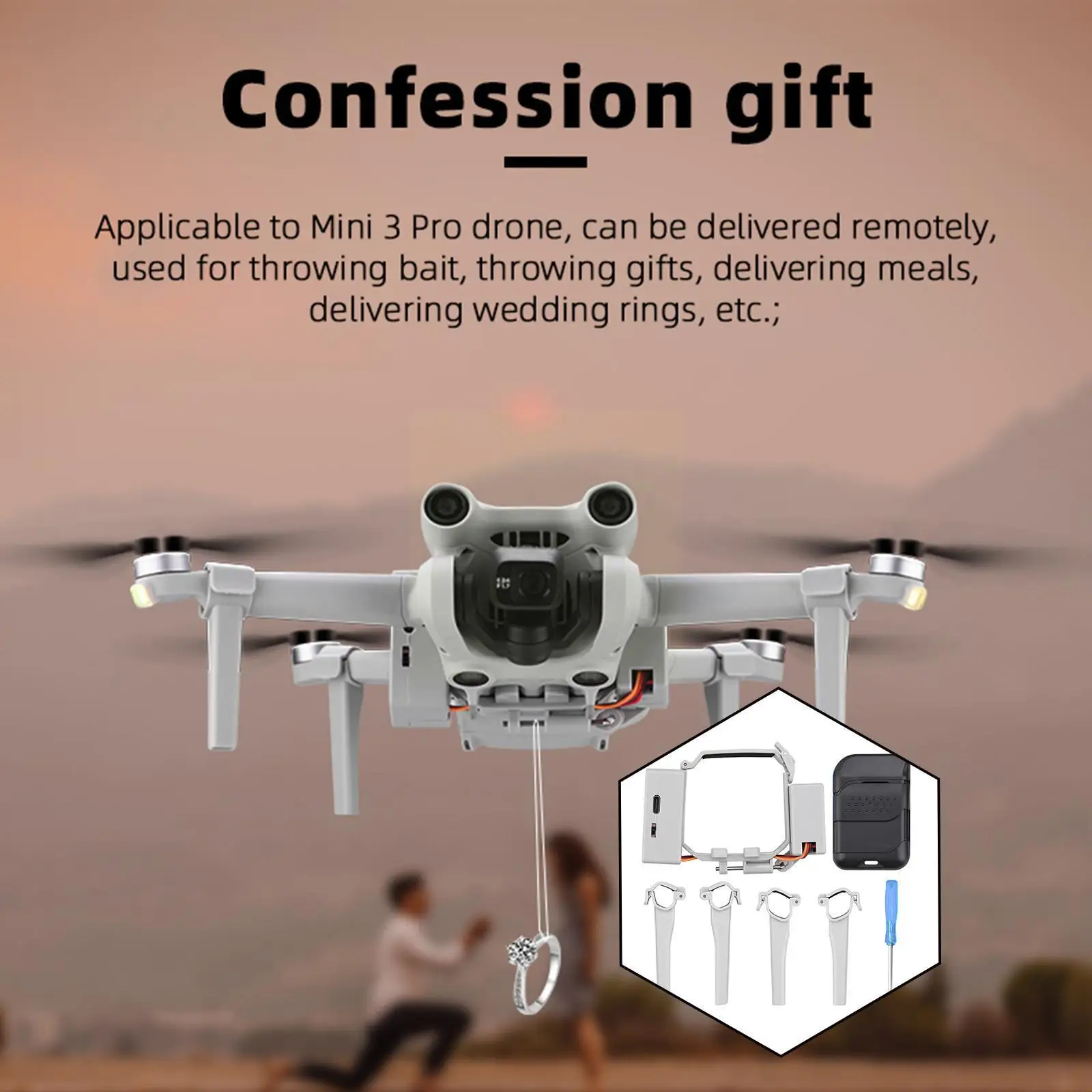 

Дрон Airdrop для Mini 3 Pro посадочное снаряжение Свадебное предложение поставка диспенсер спасательное устройство аксессуары для дрона R4j2