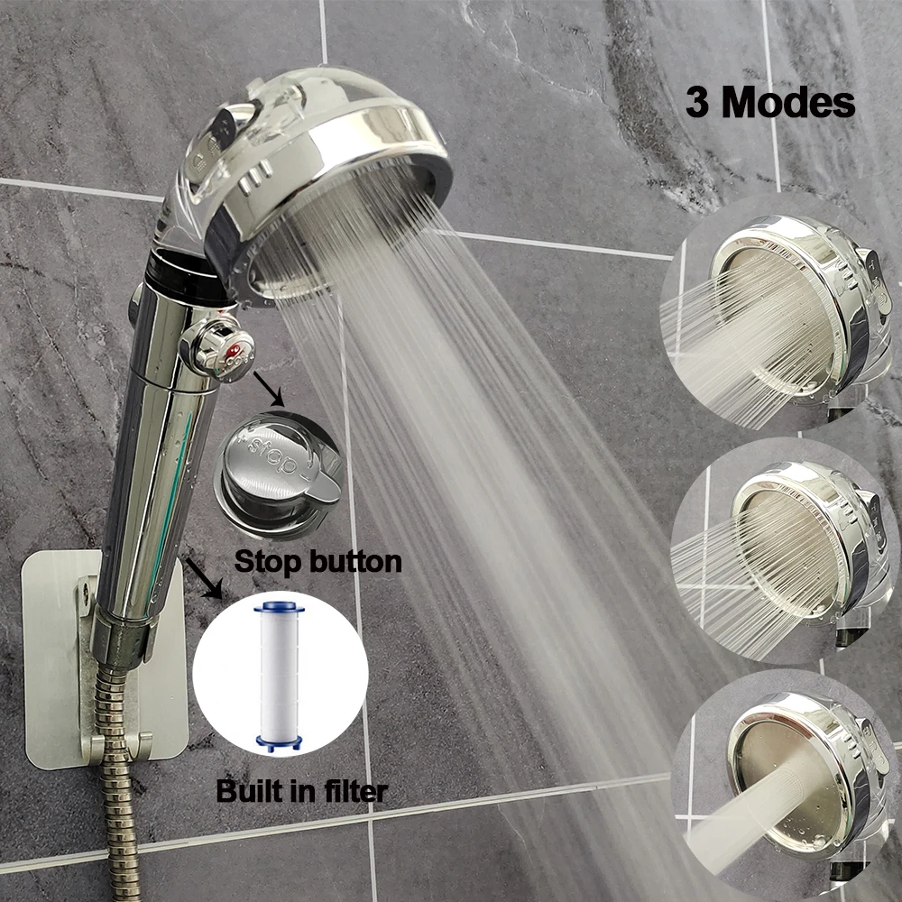 

3 Function High Pressure Bathroom Shower Head PP Filter Handheld Showerhead Water Saving Skin Healthy SPA Bathroom Accessories