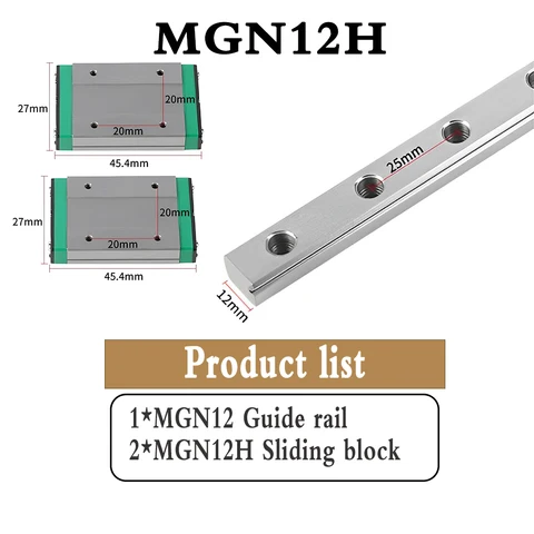 Линейная направляющая MGN7 MGN9 MGN12 MGN15 1 шт. линейная направляющая + 2 шт. MGN слайдер миниатюрный линейный рельсовый маршрутизатор 100-600 мм 3D принтер