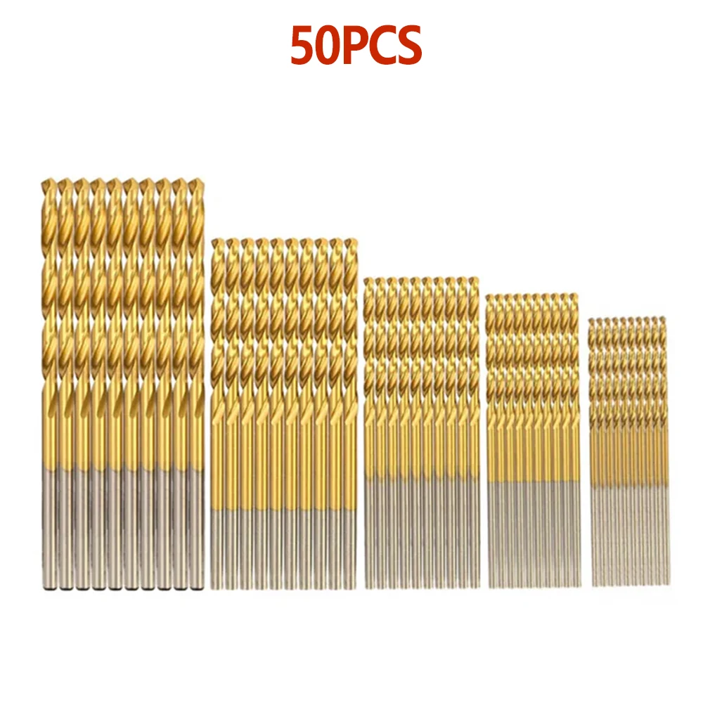 

Набор Из 50 Спиральных Сверл С Прямым Хвостовиком Из Быстрорежущей Стали С Титановым Покрытием Для Резки Дерева, Пластика