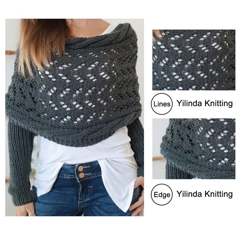 1 шт. простая универсальная шаль со скелетом свитер шарф с рукавами для женщин