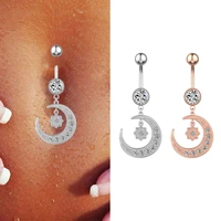 women fashion piercing gold silver color crystal heart moon star belly navel ring dangle personality body jewelry accessories