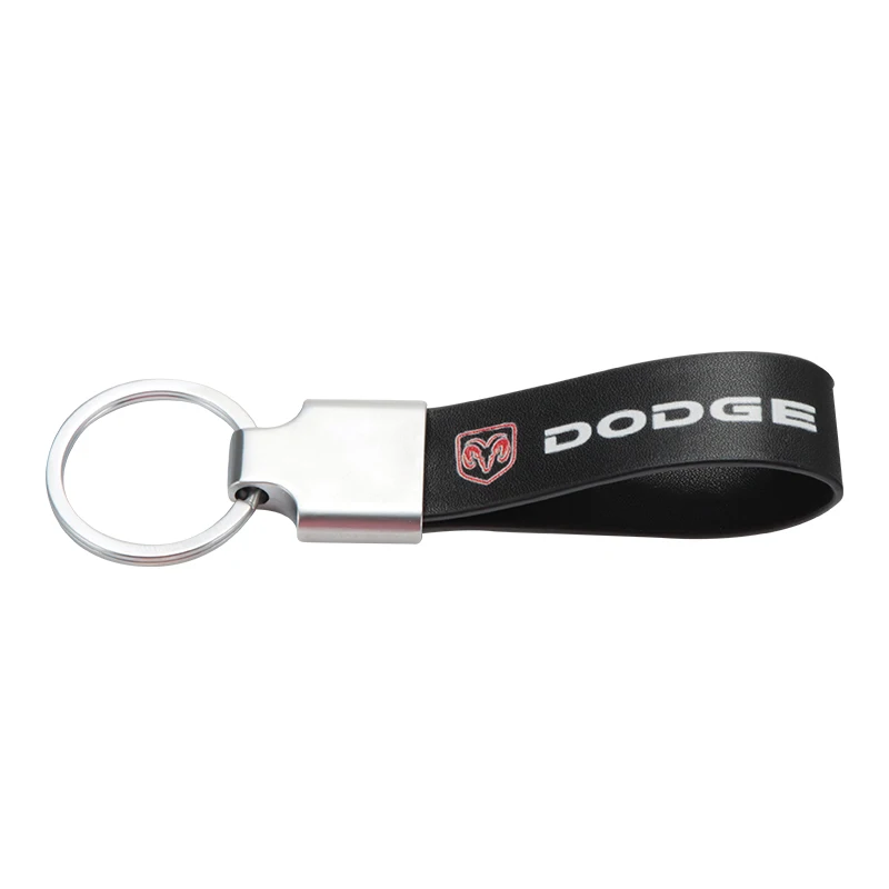 

3D Metal leather Car Styling Emblem Keychain Key Chain Rings For Dodge caliber ram 1500 caravan charger grand caravan journey