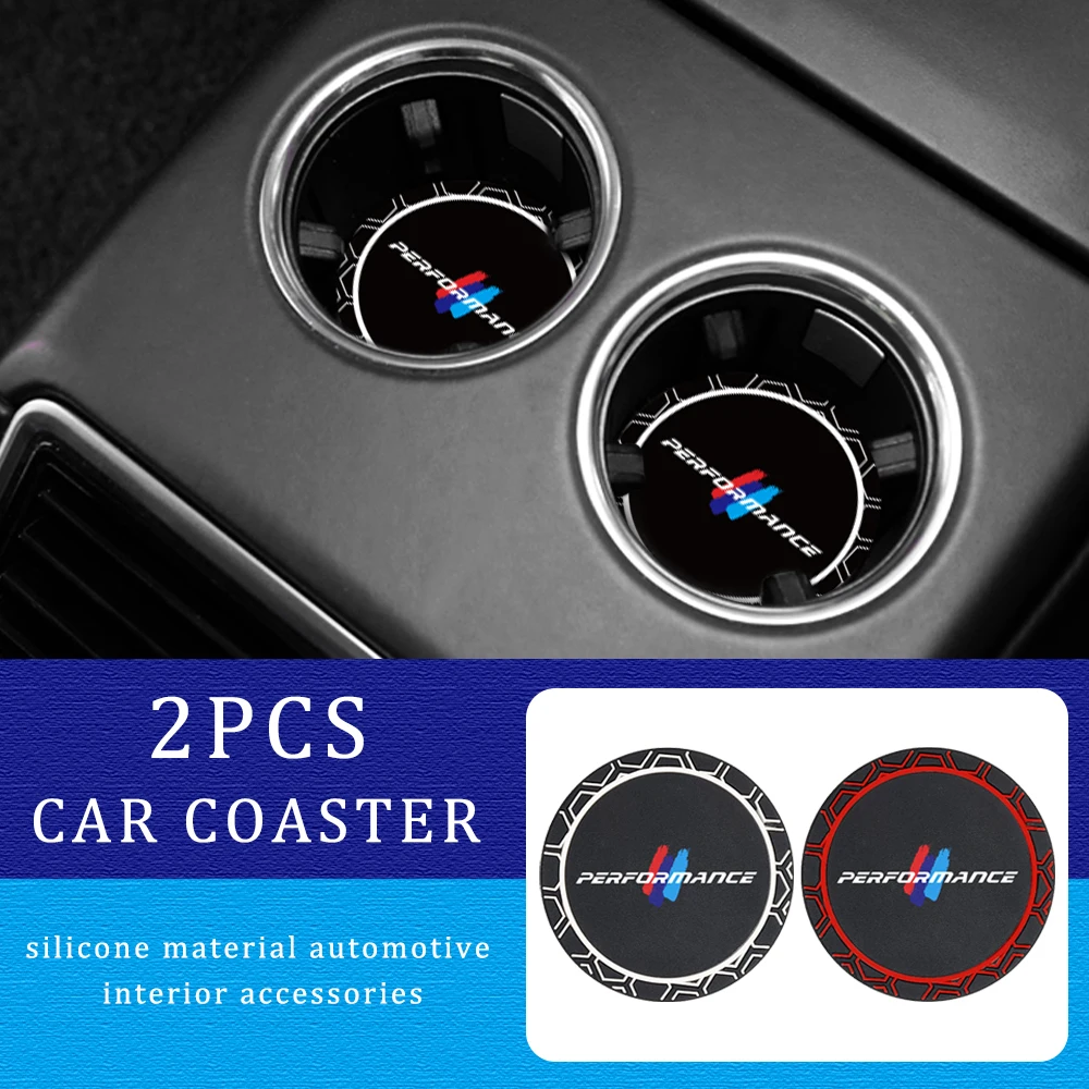 

2PCS Performance Car-Styling Silica Gel Toughness Car Coasters Cup Mat Anti-slip Pad Auto Anti-skid Cup-Holder Accessoriess