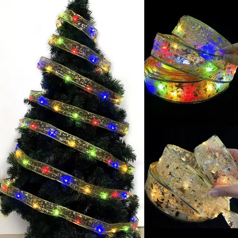 

Ribbon Fairy Light Christmas Decoration Christmas Tree Ornaments For Home 2022 Bows String Lights Navidad Natal New Year 2023