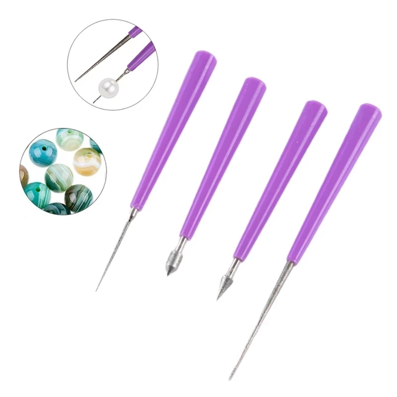 

4Pcs Diamond Tipped Bead Reamer Beading,Pearls for Jewelry Making,Hole Enlarger Tool for Glass Plastic Metal Wood Beads
