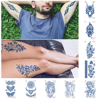 large semi permanent fake tattoo stickers for men women dark blue waterproof long lasting temporary tattoos for adults kids