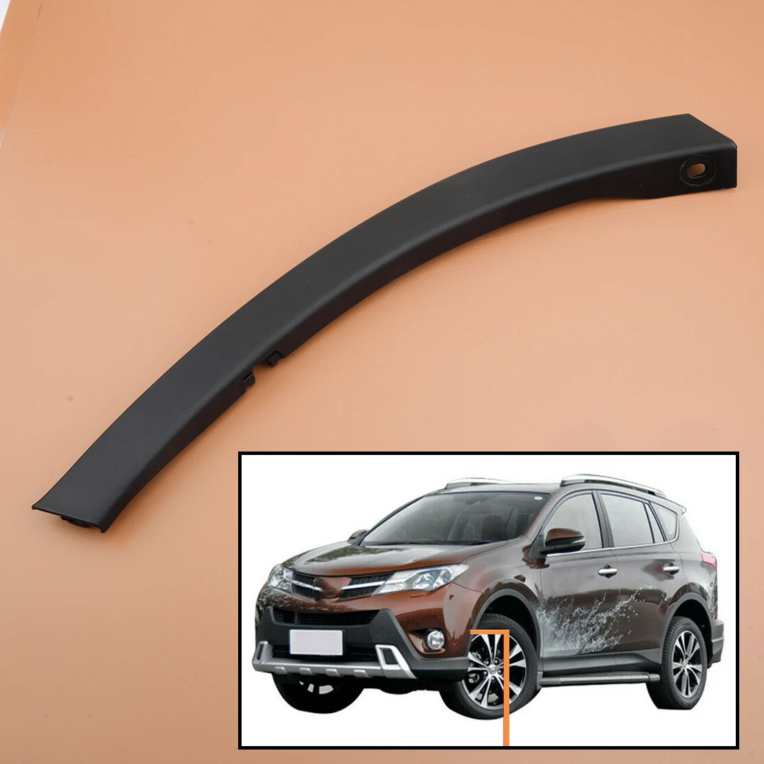 

Автомобильный передний левый бампер, колесо, крыло, молдинг, отделка, полоса, черный пластик, подходит для Toyota RAV4 2013 2014 2015 521130R040