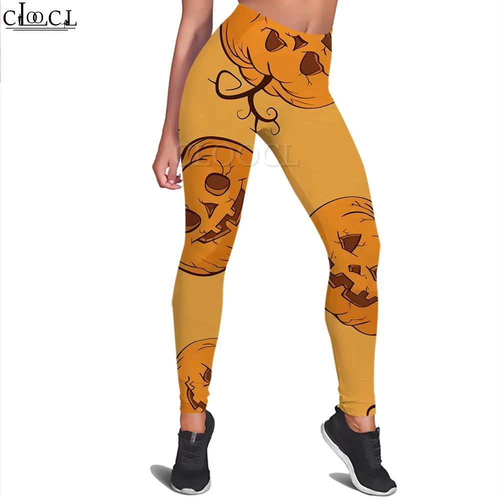 

CLOOCL Women Leggings Cute Pumpkin Pattern Print Fashion Legging Push Up Elastic Waist Trousers Yoga Pants Halloween Gifts