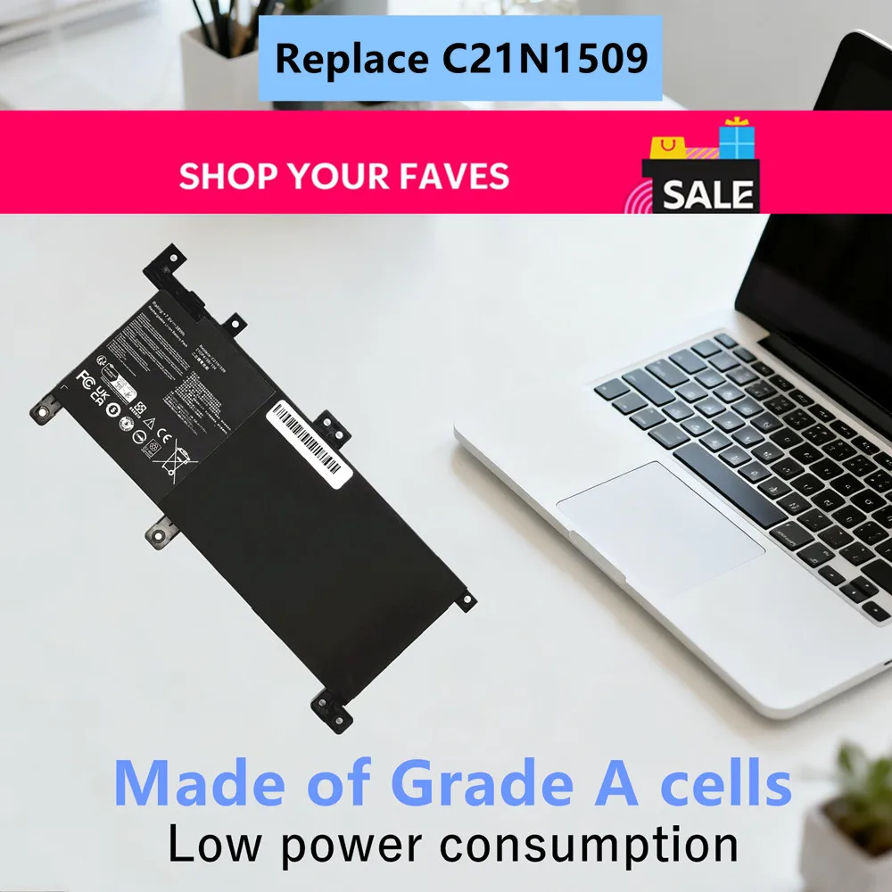 Фото Аккумулятор для ноутбуков ASUS VivoBook K556U F556U F556UA X556U X556UA X556UB A556U X556UF X556UJ X556UQ X556UR X556UV серии C21N1509 №2
