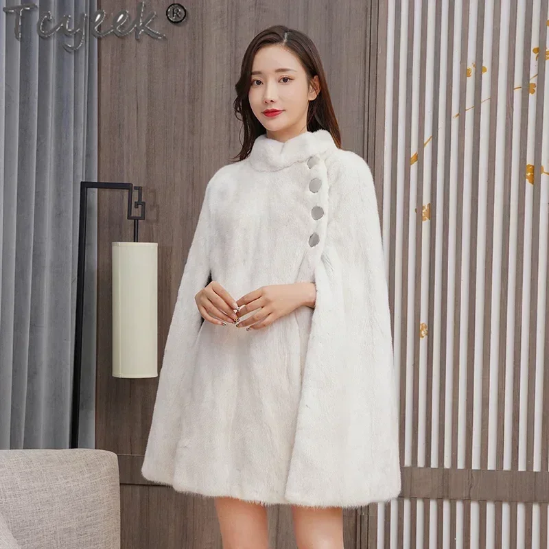 Tcyeek пальто с шалью из натурального меха норки зимние куртки для женщин 2024 шали