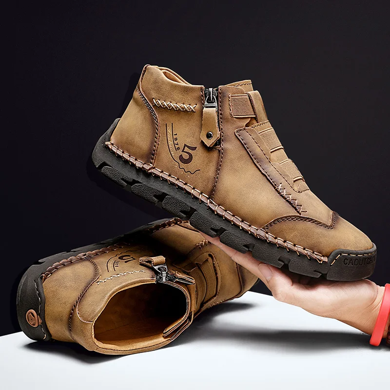 

SOLI2 Comfortable Winter Luxury Slip on Shoes Fashion Moccasin New Mens Genuine Leather Shoes Handmade Ankle Boots S11701-S11721