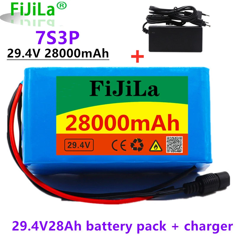 

24V 28Ah 7S3P 18650 Battery 29.4V 28000mAh BMS Electric Bicycle Moped /Electric/Li ion Battery Pack+29.4V Charger
