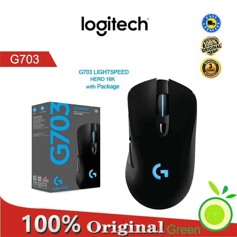 Игровая мышь Logitech G703 Hero Lightspeed с частотой отчета 1 мс, совместима с Powerplay, беспроводная мышь Arm 16K DPI, 32 бит
